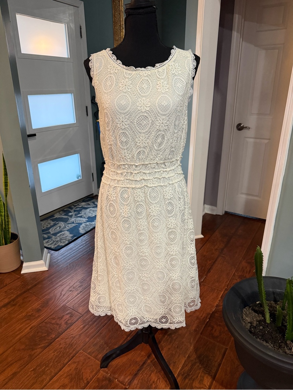 Sophie Max Ivory Lace Sleeveless Dress